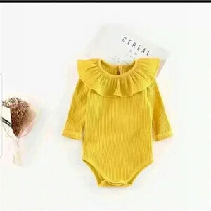 COTTON,RUFFLE COLLAR RIB BODYSUIT